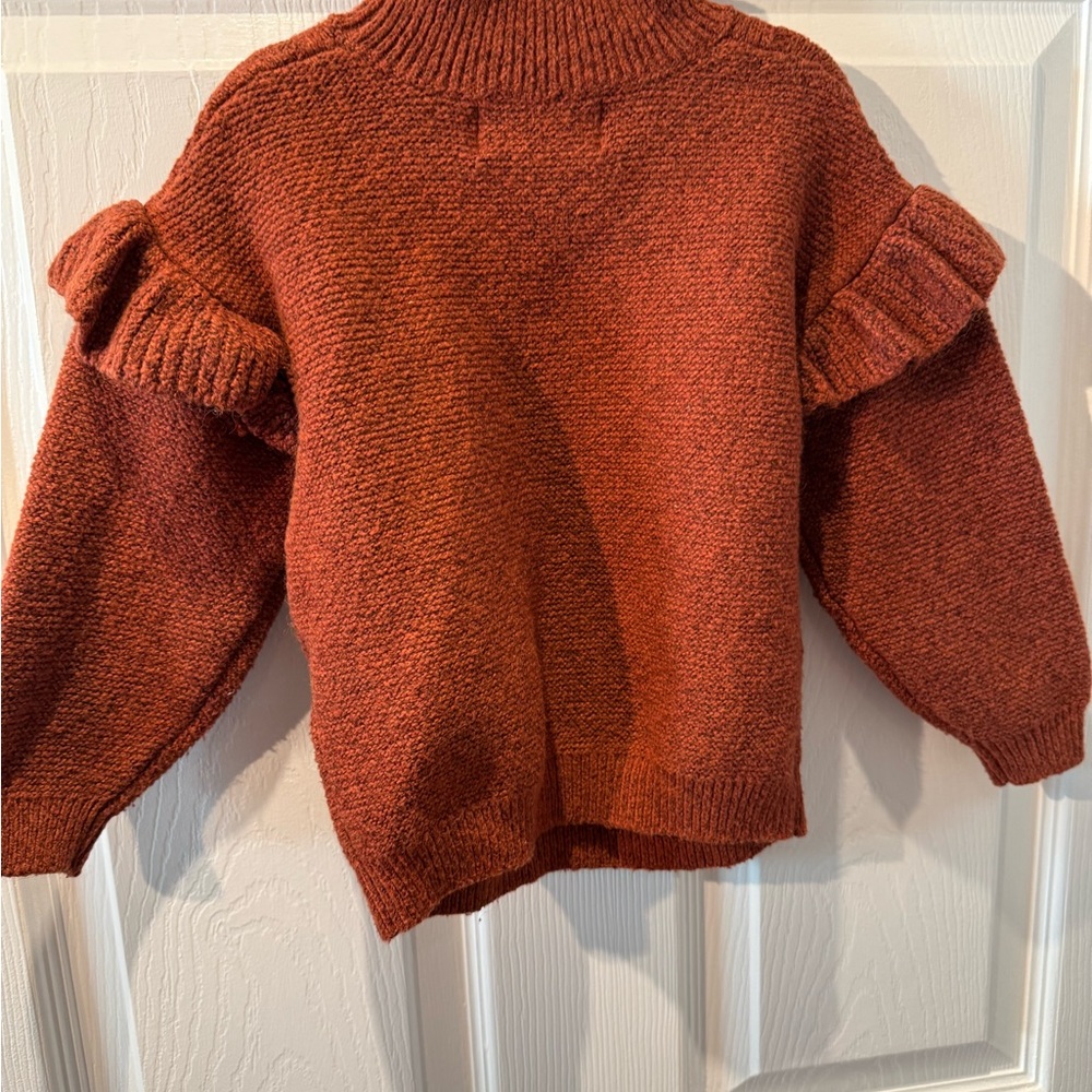 Old Navy Rust Cable Knit Ruffle Sweater - Picture 2 of 5